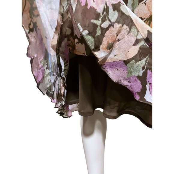 Y2K Silk Midi Dress 10 Bias Cut Ruffle Sleeveless Fairy Whimsygoth 100% Silk - Picture 5 of 9